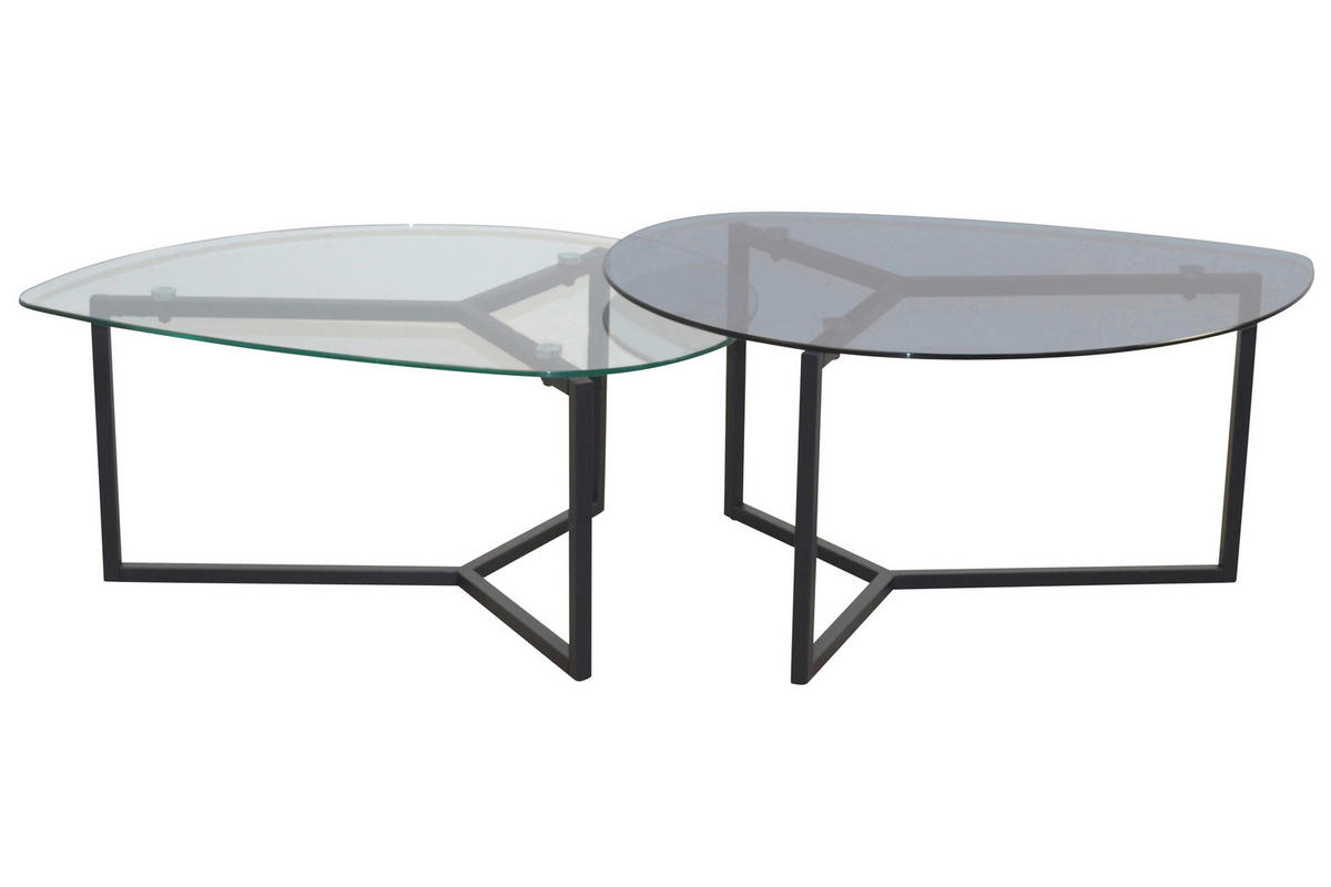 COUCHTISCHSET Freiform Schwarz  - Schwarz, Design, Glas/Metall (82/59/40cm) - MID.YOU