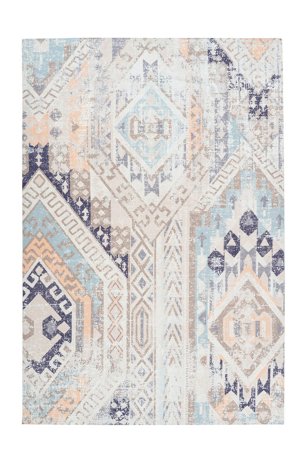 BĚHOUN, 80/150 cm, modrá, vícebarevná - modrá/vícebarevná, Konvenční, textil (80/150cm)