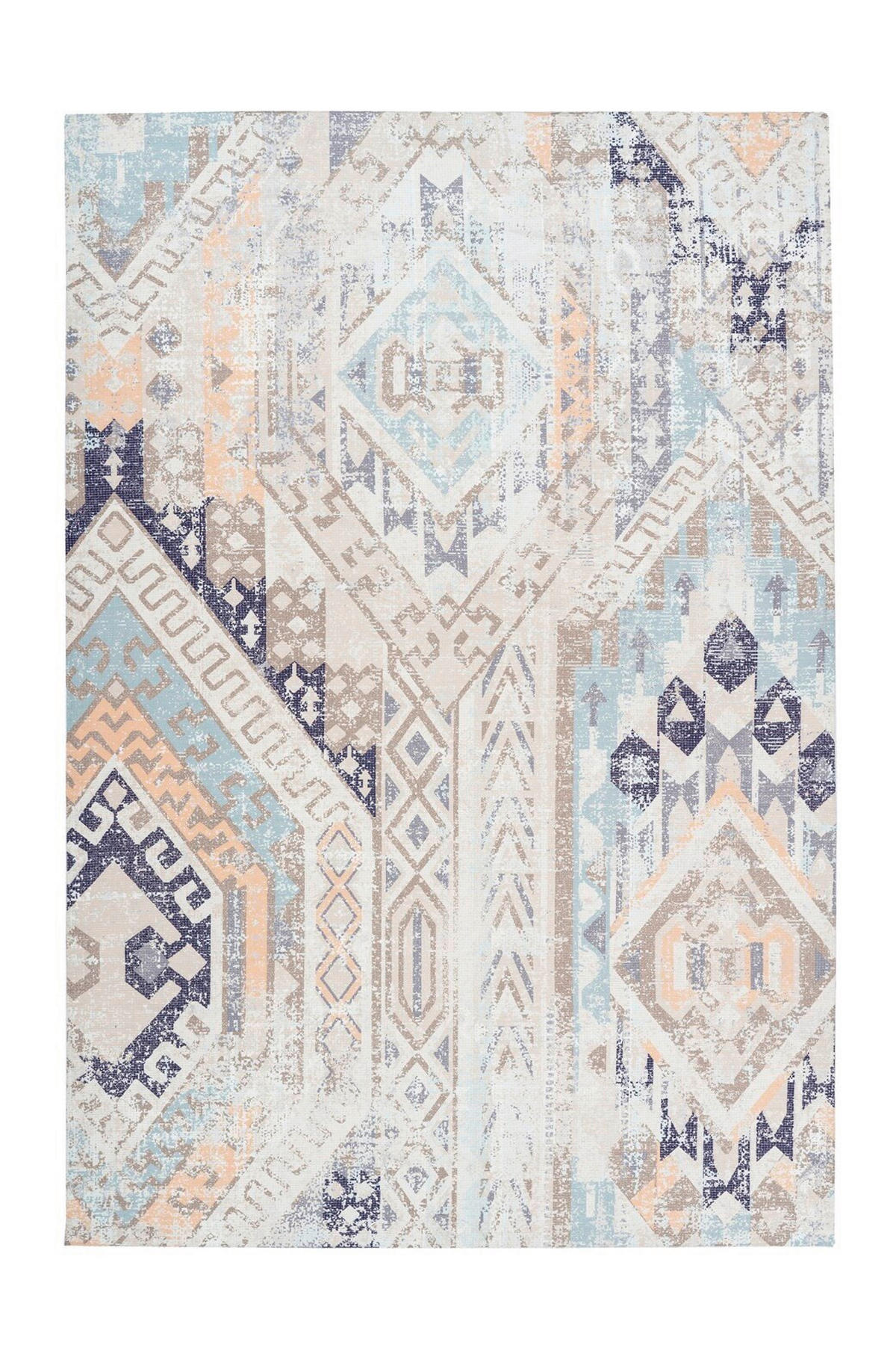 BĚHOUN, 80/150 cm, modrá, vícebarevná - modrá/vícebarevná, Konvenční, textil (80/150cm)