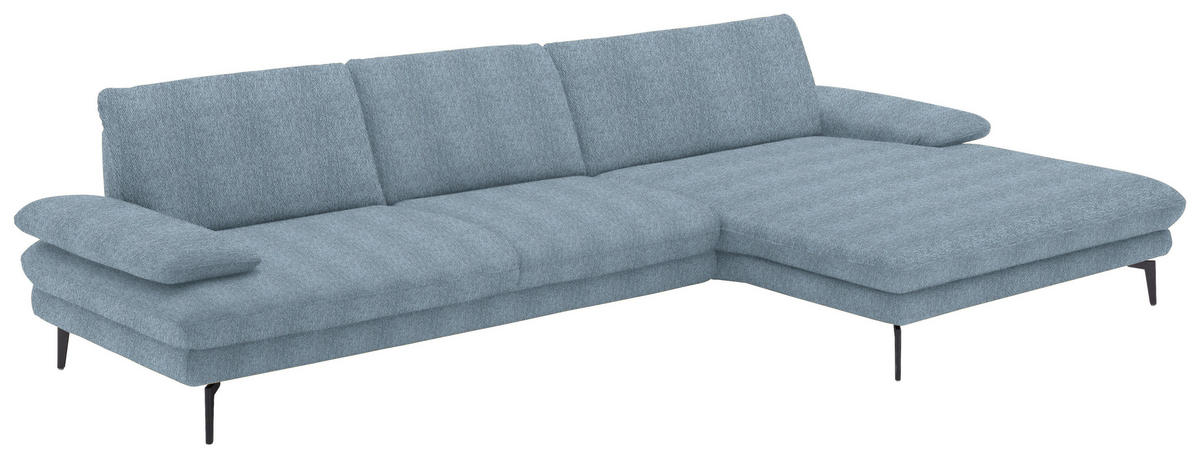 ECKSOFA in Chenille Blau  310/180 cm  - Blau/Schwarz, Design, Textil/Metall (310/180cm) - Dieter Knoll