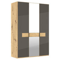 DREHTÜRENSCHRANK 150/216/58 cm,  in Braun, Eichefarben, 3 Tür(en)  - Schieferfarben/Eichefarben, Design, Glas/Holz (150/216/58cm) - Musterring