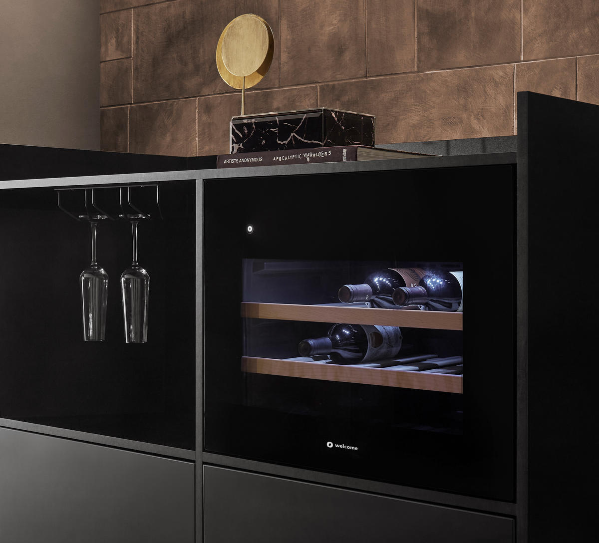 SIDEBOARD Mosel Weinschrank 125/120/58 cm  - Schwarz, KONVENTIONELL, Holzwerkstoff/Metall (125/120/58cm) - Carryhome