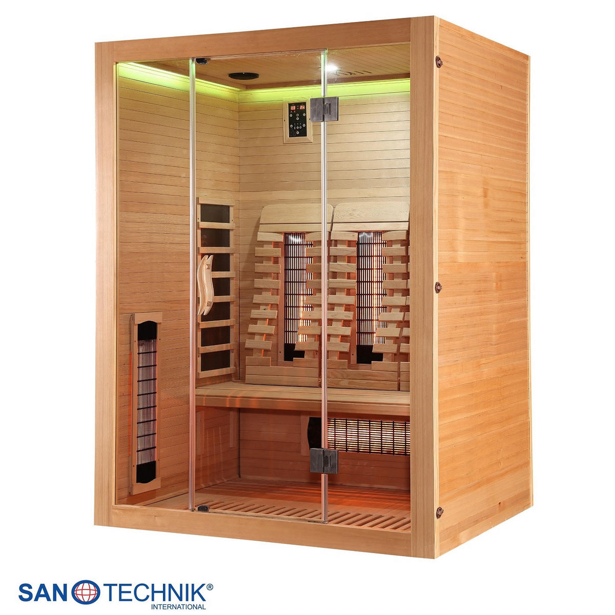 INFRAROTKABINE für 3 Personen OPEN  - Naturfarben, KONVENTIONELL, Holz (150/120/200cm) - Sanotechnik
