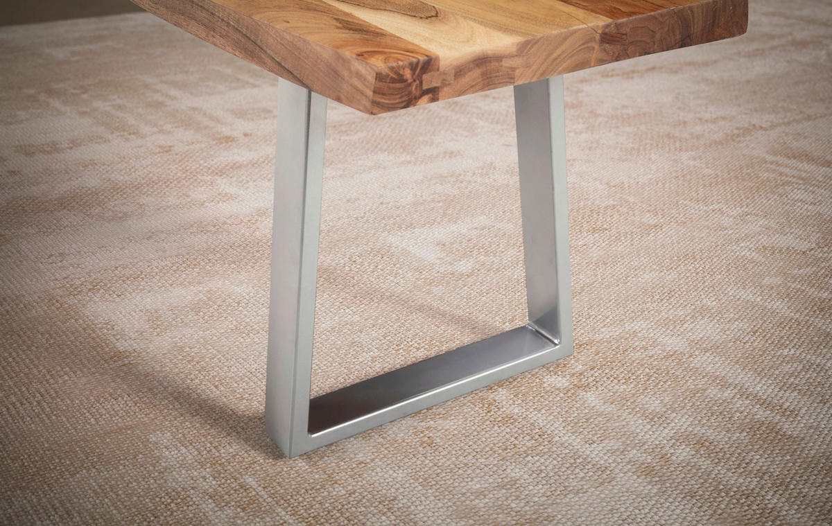 SITZBANK in Holz Akaziefarben  - Chromfarben/Akaziefarben, Modern, Holz/Metall (140/45,5/40cm) - MID.YOU