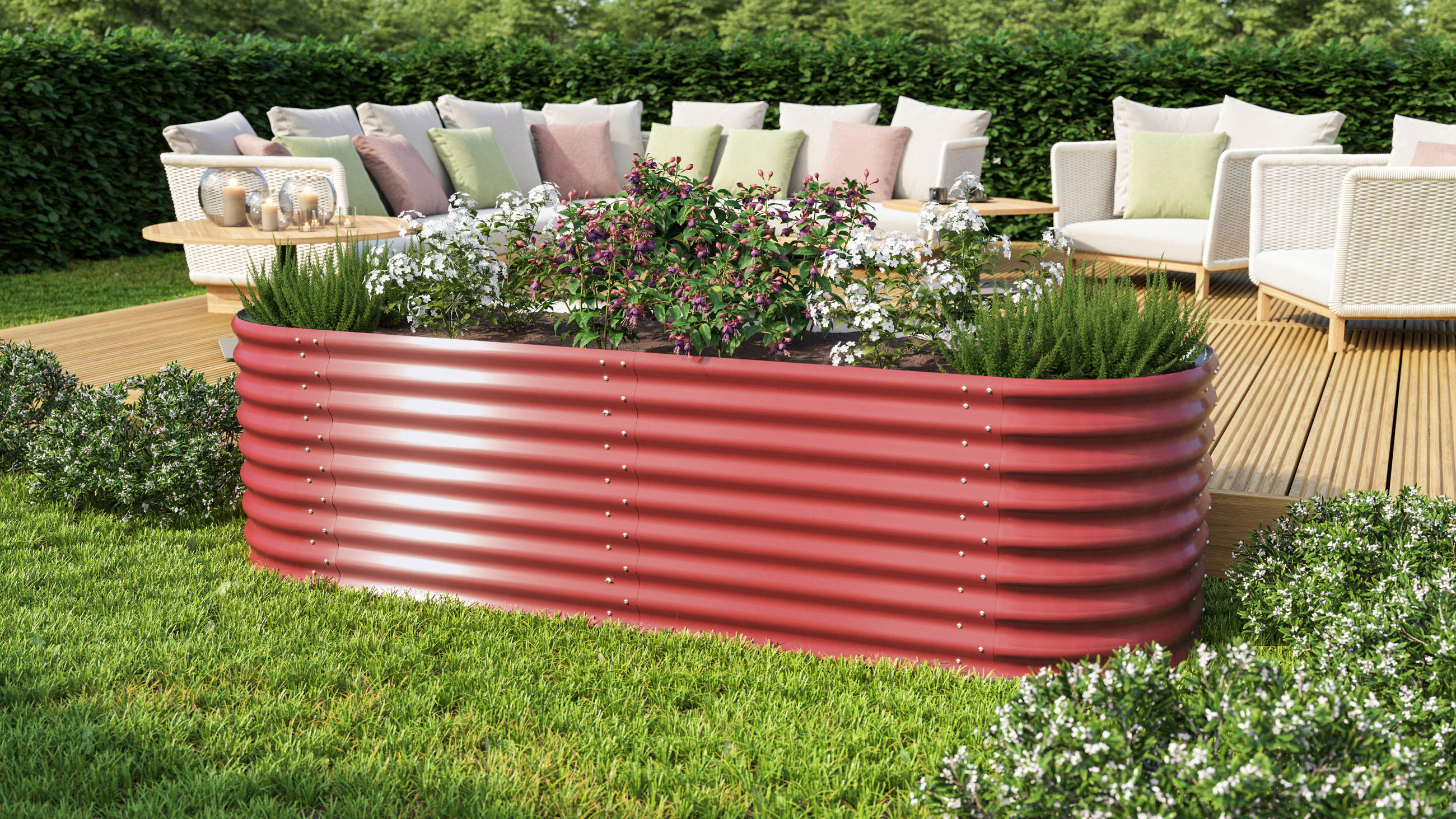 HOCHBEET-ERWEITERUNG 80/63/80 cm  - Rot, Basics, Metall (80/63/80cm)