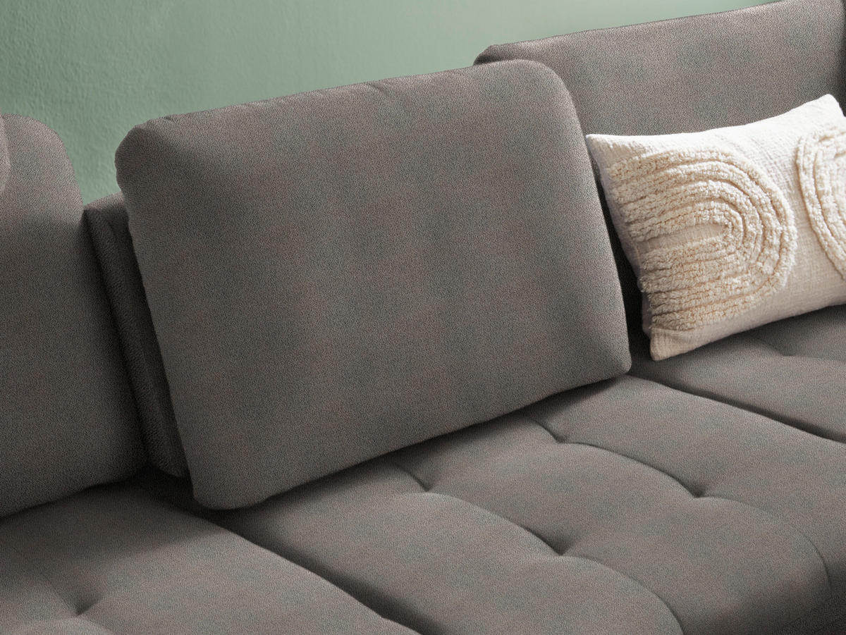 ECKSOFA Greige Flachgewebe  - Greige/Schwarz, Natur, Textil/Metall (288/233cm) - Valnatura
