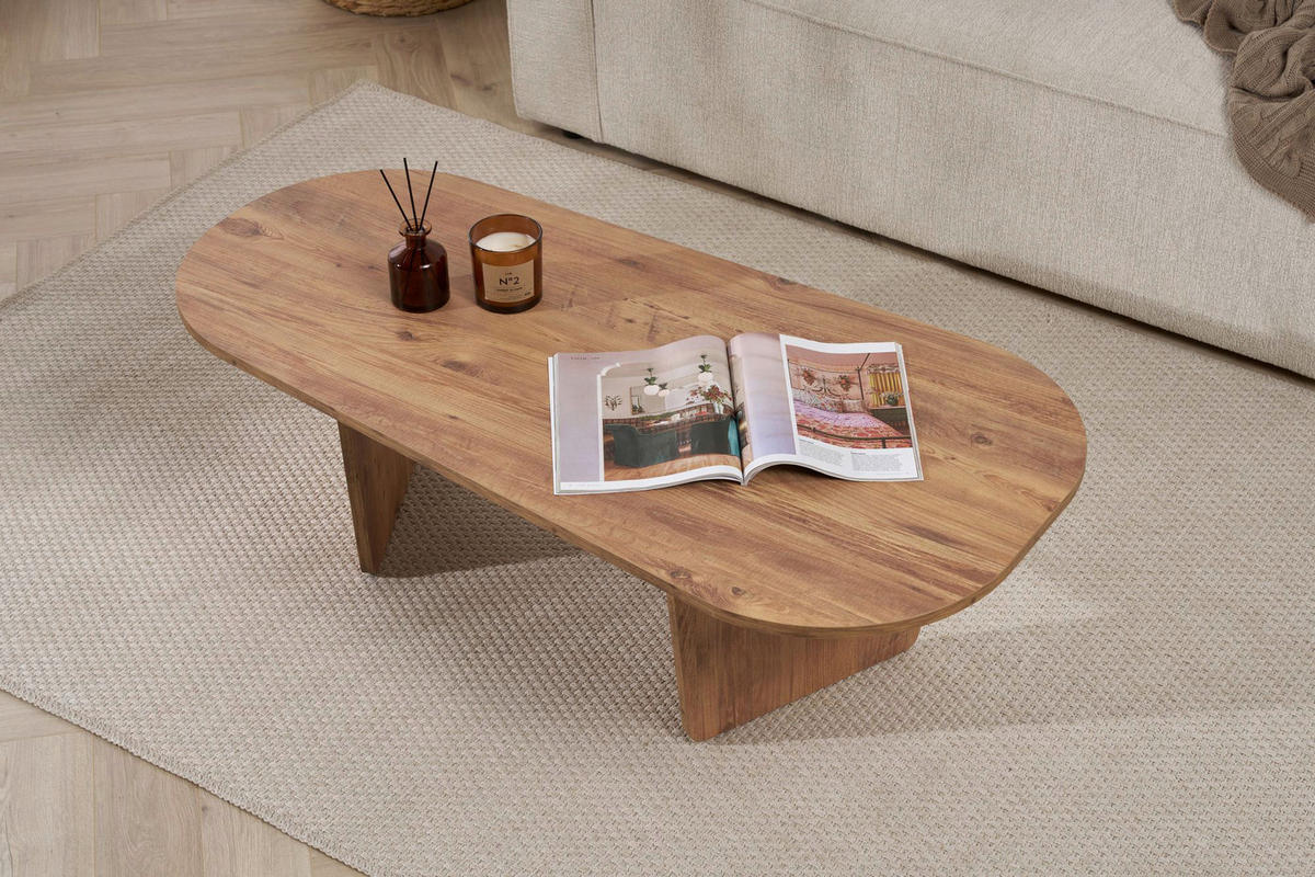 COUCHTISCH 130/65/40 cm Freiform Pinienfarben  - Pinienfarben, Design, Holzwerkstoff (130/65/40cm) - MID.YOU