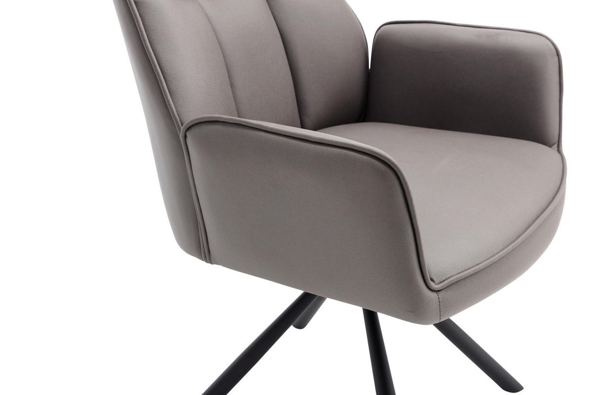 ARMLEHNSTUHL  Sitzfläche 360° drehbar, automatische Rückholfunktion Mikrofaser  - Anthrazit/Schwarz, MODERN, Textil/Metall (70/88,5/68cm) - Livetastic