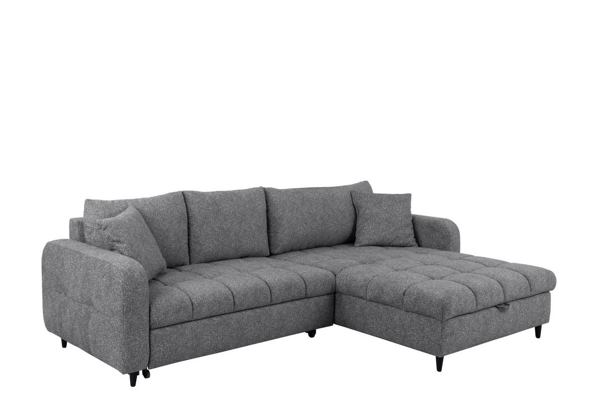 ECKSOFA in Velours Grau  - Schwarz/Grau, MODERN, Holz/Textil (282/184cm) - Lomoco