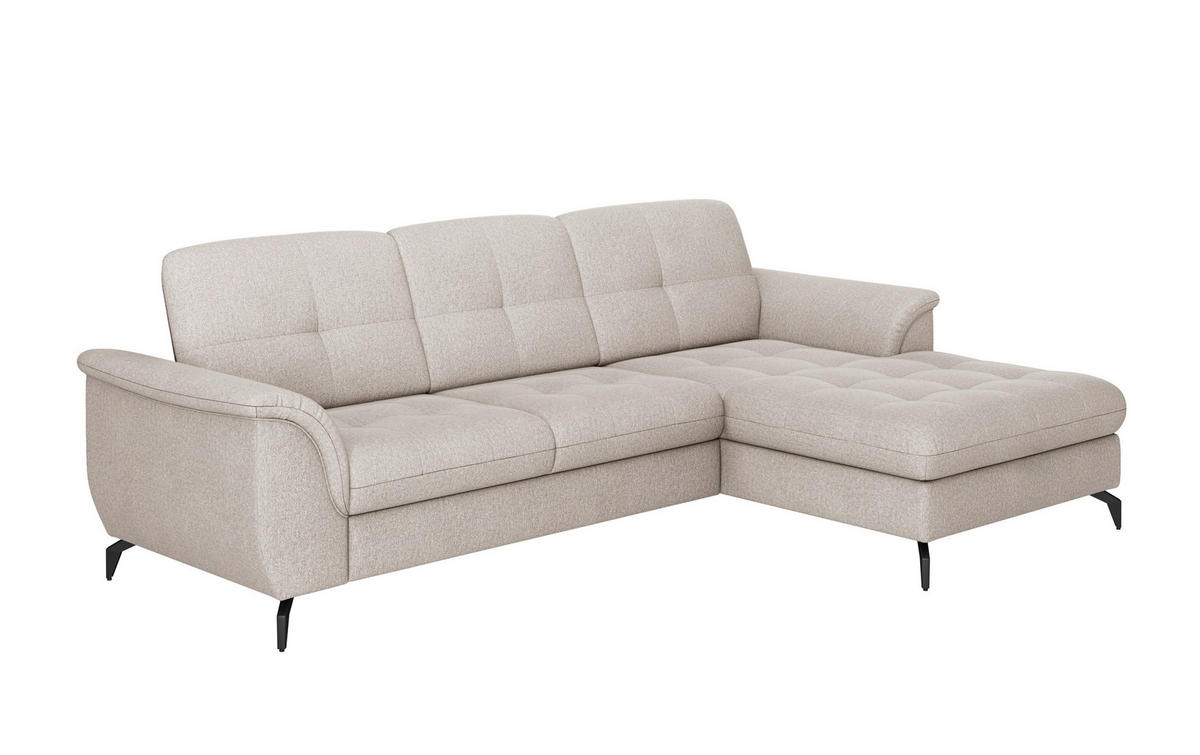 ECKSOFA in Flachgewebe Greige  - Greige/Schwarz, Modern, Textil/Metall (262/164cm) - Sit & More