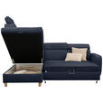 ECKSOFA inkl. Funktionen Dunkelblau Samt  - Dunkelblau, Natur, Holz/Textil (206/261cm) - Venda