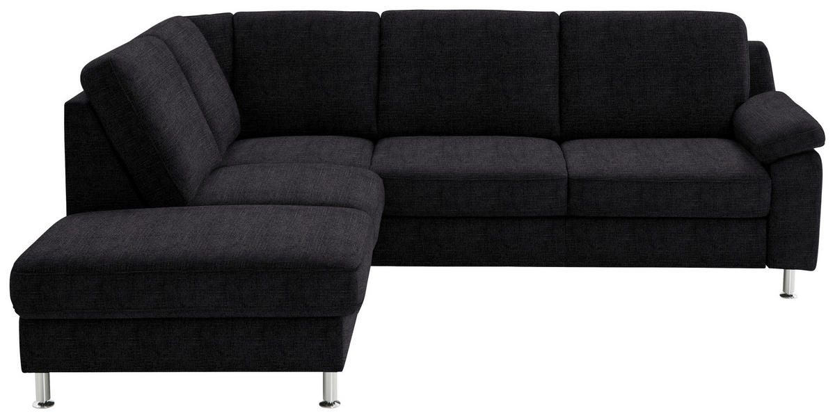 ECKSOFA in Webstoff Anthrazit  - Anthrazit/Alufarben, Konventionell, Textil/Metall (200/241cm) - Beldomo System