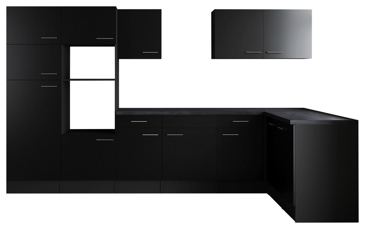 ECKKÜCHE 340/172 cm  in Grau, Schwarz  - Silberfarben/Schwarz, Design, Holzwerkstoff/Metall (340/172cm) - Respekta