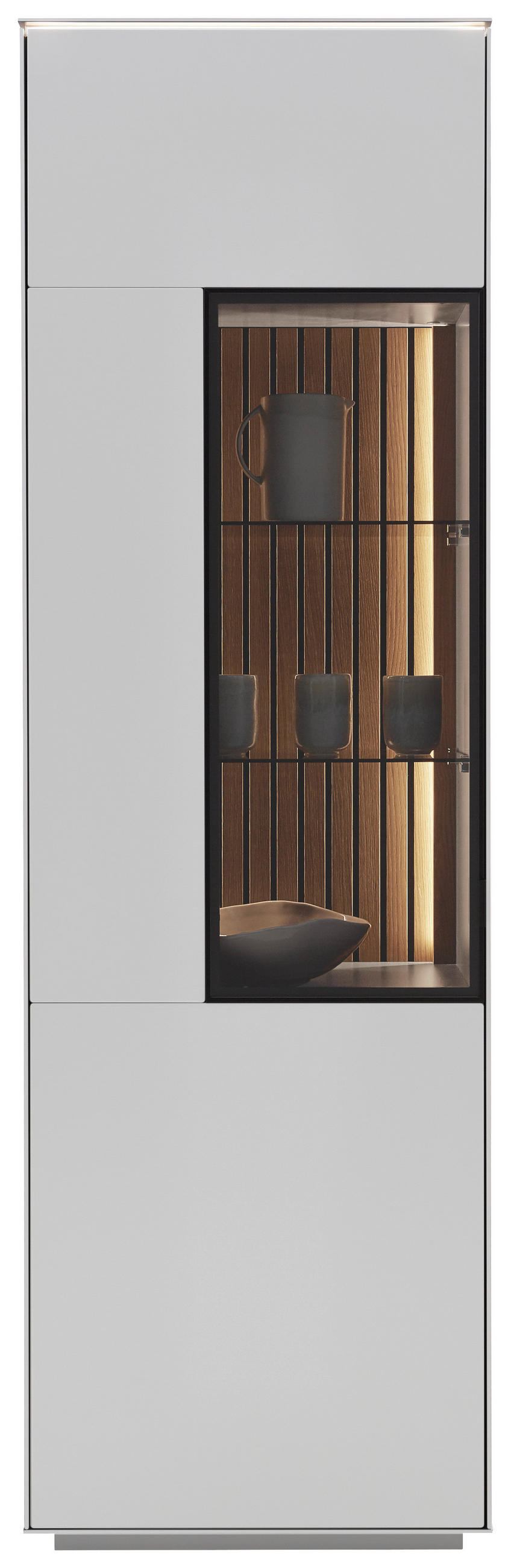 VITRINE  in Eiche Weiß, Eichefarben - Eichefarben/Schwarz, Design, Glas/Holz (60,8/198,6/40cm) - Dieter Knoll