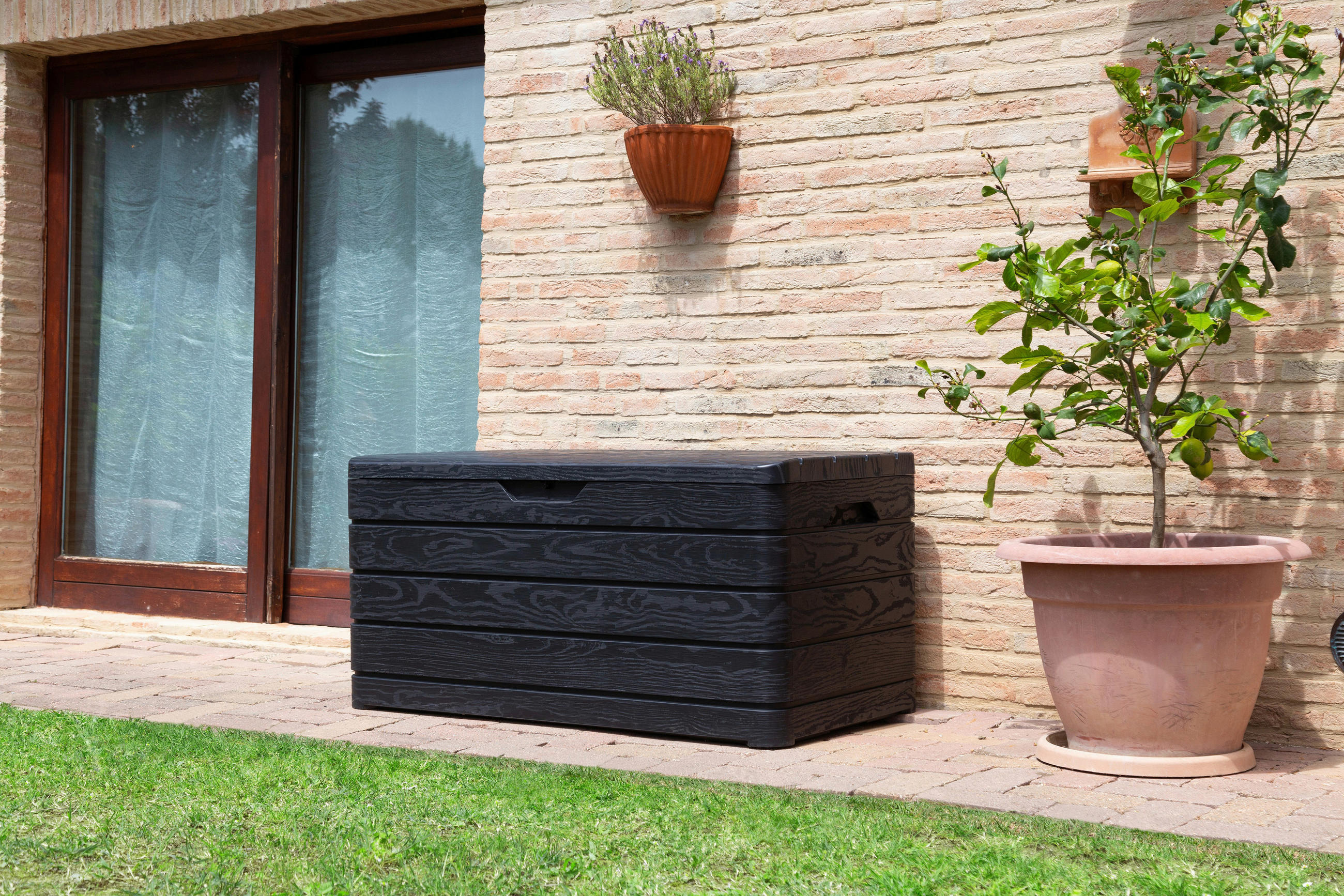 KISSENBOX 129/70/70 cm  - Anthrazit, Basics, Kunststoff (129/70/70cm)