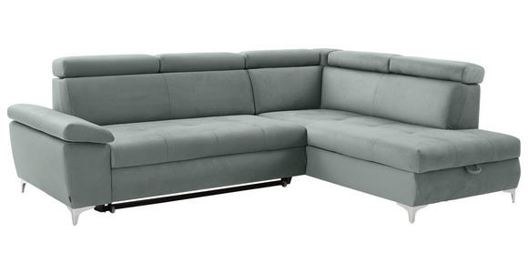 ECKSOFA in Mikrofaser Mintgrün  - Chromfarben/Mintgrün, KONVENTIONELL, Textil/Metall (271/206cm) - Carryhome