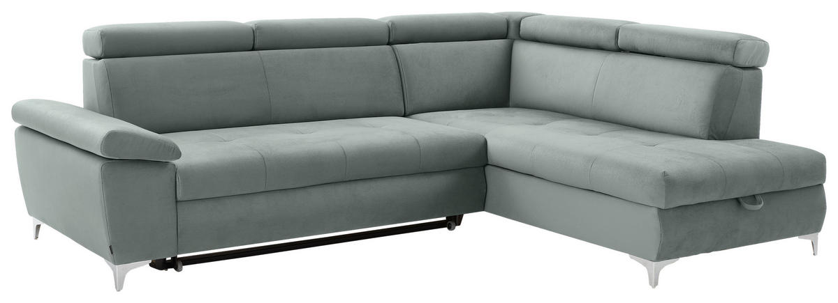 ECKSOFA in Mikrofaser Mintgrün  - Chromfarben/Mintgrün, Konventionell, Textil/Metall (271/206cm) - Carryhome