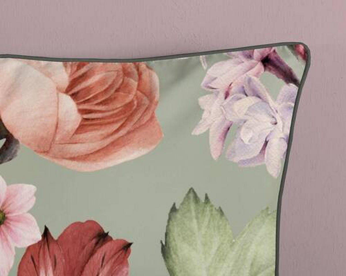 WENDEBETTWÄSCHE Fiori Satin 200/200 cm  - Jadegrün/Mintgrün, Natur, Textil (200/200cm)