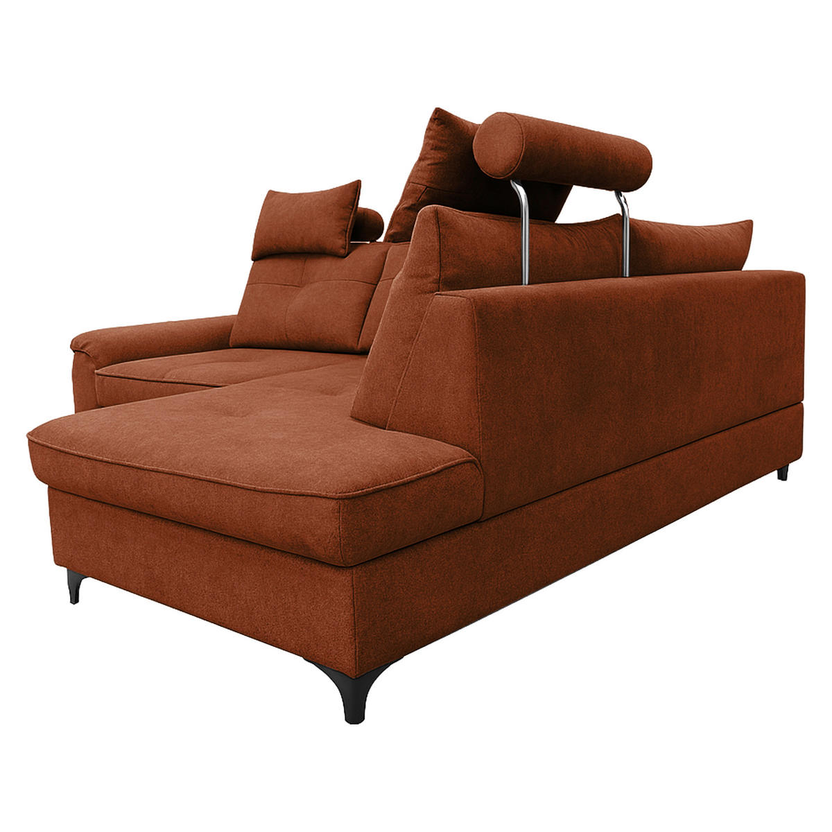 ECKSOFA SOLEI Rot Chenille Zierkissen, Bettkasten, Kopfstütze  - Rot/Schwarz, Design, Kunststoff/Textil (265/203cm) - MID.YOU