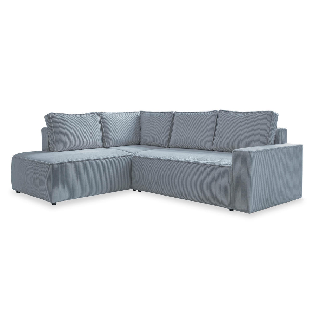 ECKSOFA in Cord Hellgrau  - Hellgrau/Schwarz, Design, Kunststoff/Textil (194/247cm) - MID.YOU