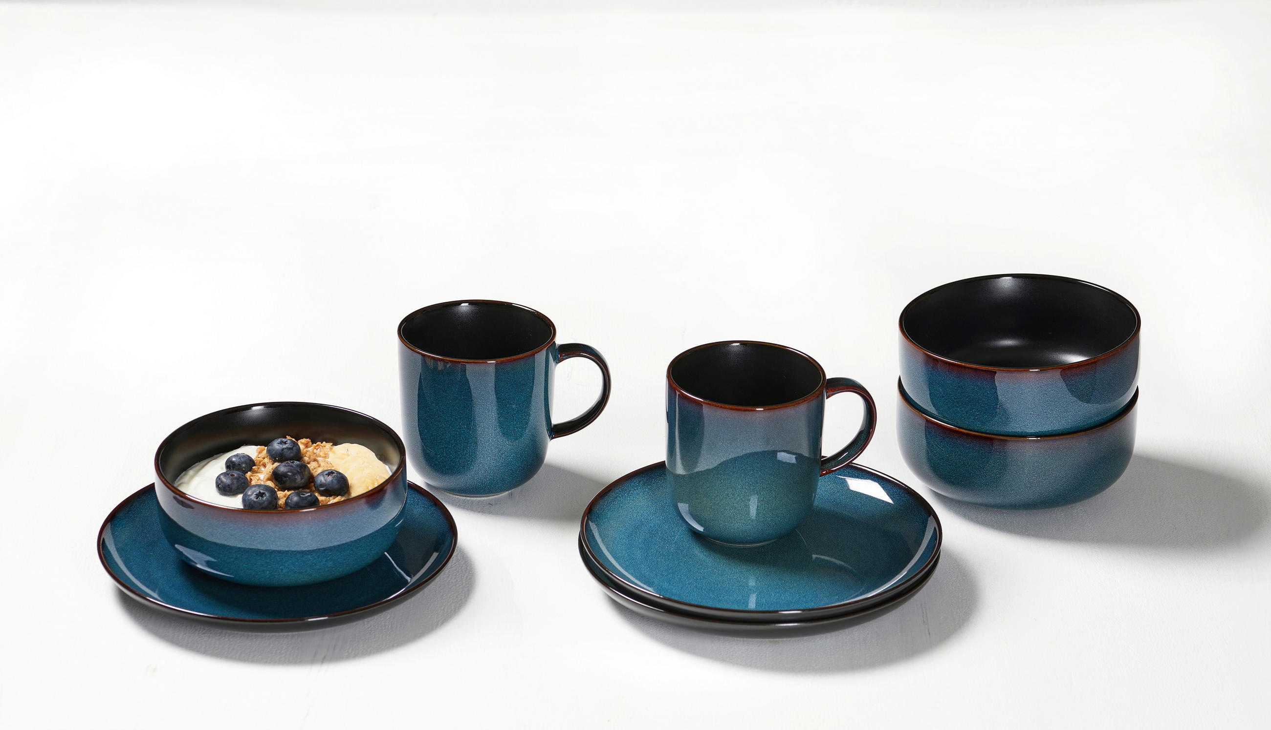 FRÜHSTÜCKSSET Blau BALI  - Blau, Trend, Keramik (33,5/21,5/22cm) - Ritzenhoff Breker