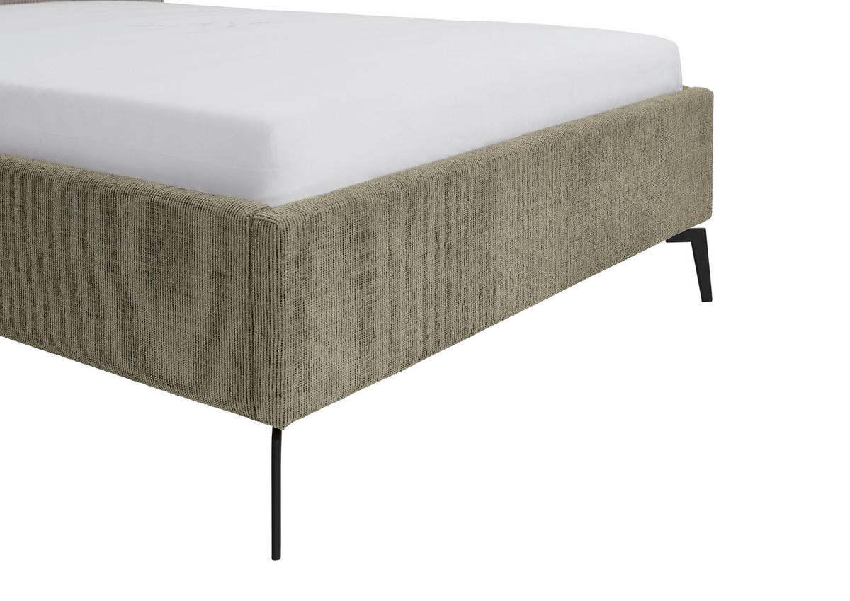 POLSTERBETT 140/200 cm  in Olivgrün  - Birkefarben/Buchefarben, Design, Holz/Textil (140/200cm) - home24