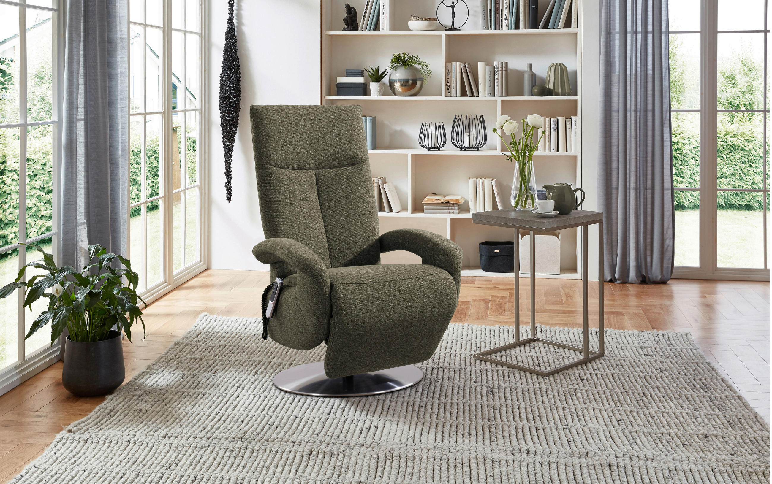 DREHSTUHL Flachgewebe Waldgrün  - Waldgrün/Chromfarben, KONVENTIONELL, Textil/Metall (74/112/82cm) - Sit & More
