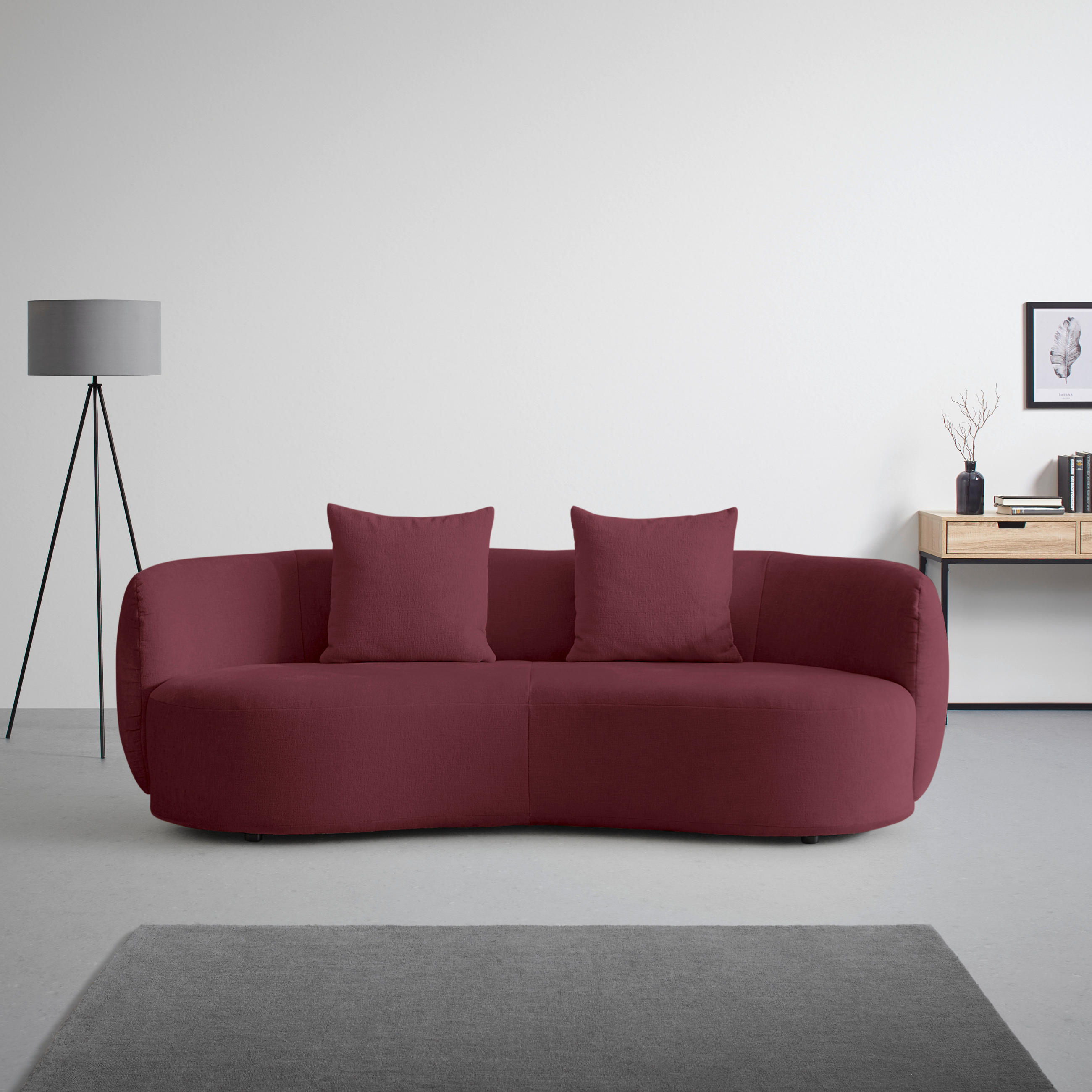BIG SOFFA i chenille bordeaux  - bordeaux/svart, Modern, textil/plast (235/72/110cm) - MID.YOU