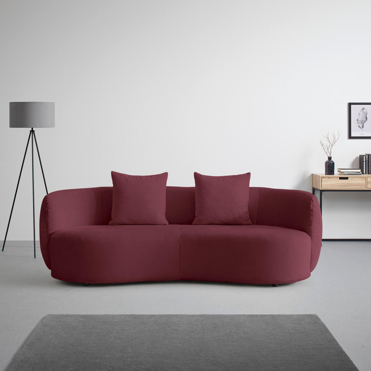 BIG SOFFA i chenille bordeaux  - bordeaux/svart, Modern, textil/plast (235/72/110cm) - MID.YOU