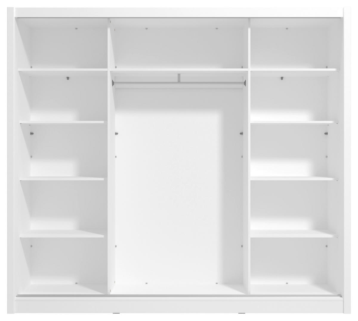 SCHIEBETÜRENSCHRANK 242/215,5/60 cm 3-türig Weiß  - Schwarz/Weiß, Basics, Glas/Holzwerkstoff (242/215,5/60cm) - Xora