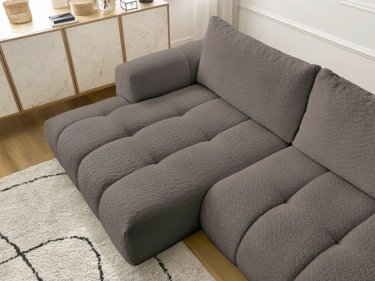 ECKSCHLAFSOFA FUJI Bouclé Taupe  inkl.  - Taupe/Schwarz, MODERN, Kunststoff/Textil (160/292cm)