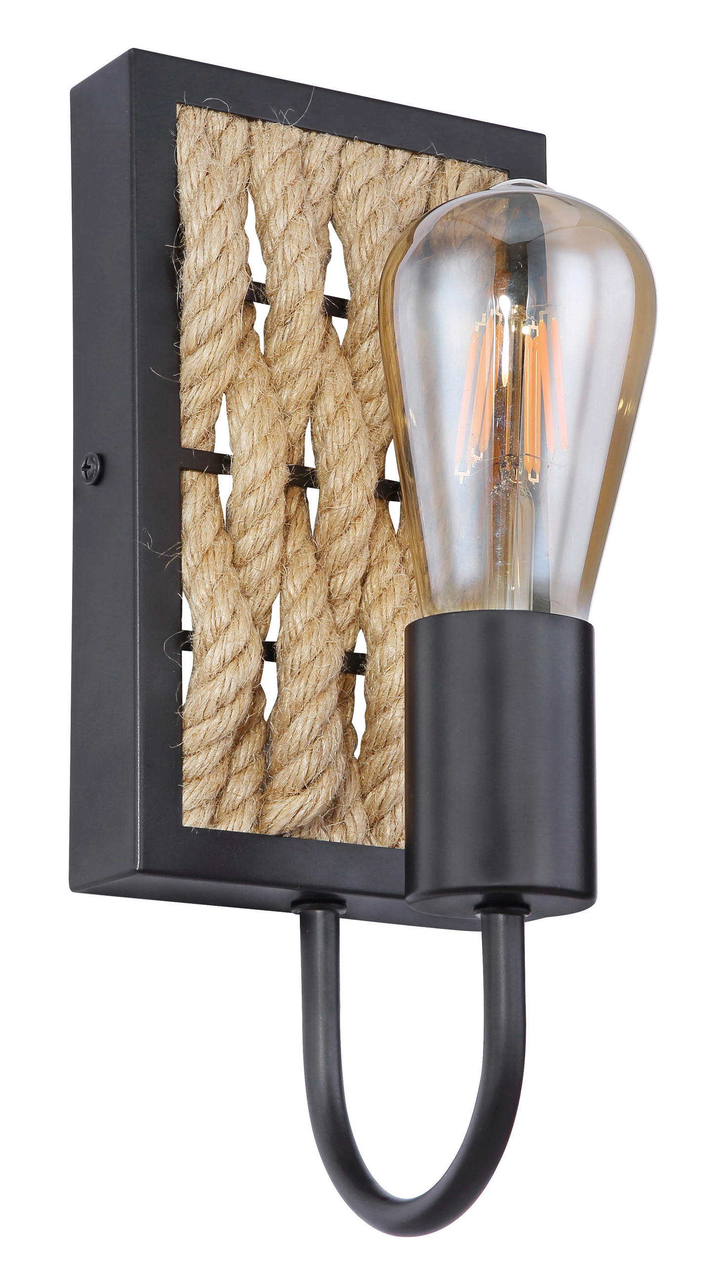 WANDLEUCHTE Halia 12/13/28 cm   - Schwarz/Braun, LIFESTYLE, Naturmaterialien/Metall (12/13/28cm) - Globo