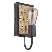 WANDLEUCHTE Halia 12/13/28 cm   - Schwarz/Braun, LIFESTYLE, Naturmaterialien/Metall (12/13/28cm) - Globo