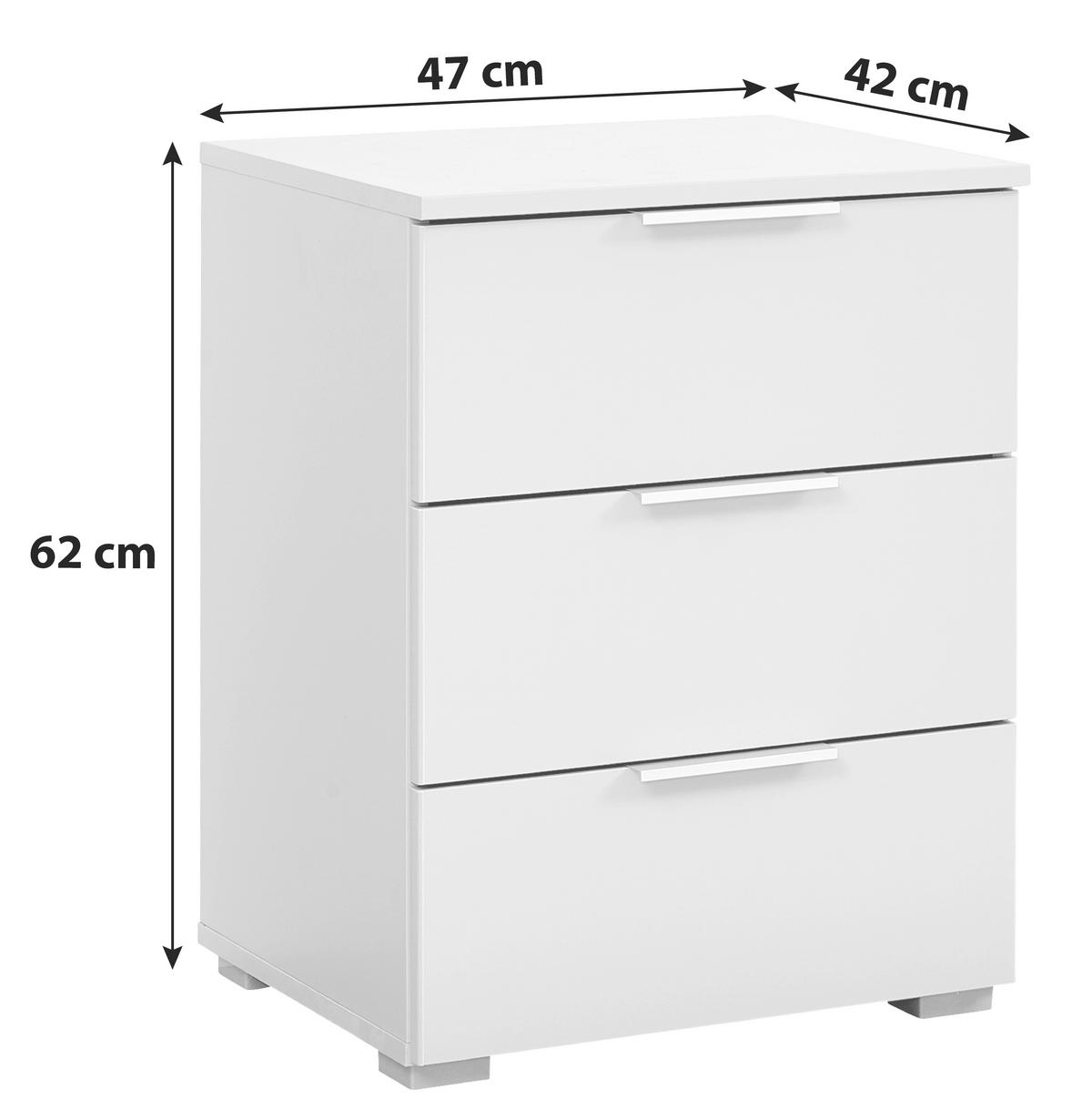 NACHTKÄSTCHEN  in Weiss  - Weiss/Alufarben, Modern, Holzwerkstoff (47/62/42cm) - Rauch Möbel