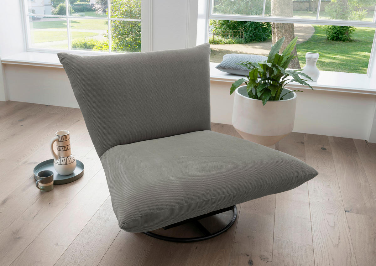 RELAXSESSEL Lesesessel Cord    - Silberfarben/Schwarz, Design, Textil/Metall (100/78/96cm) - Livetastic