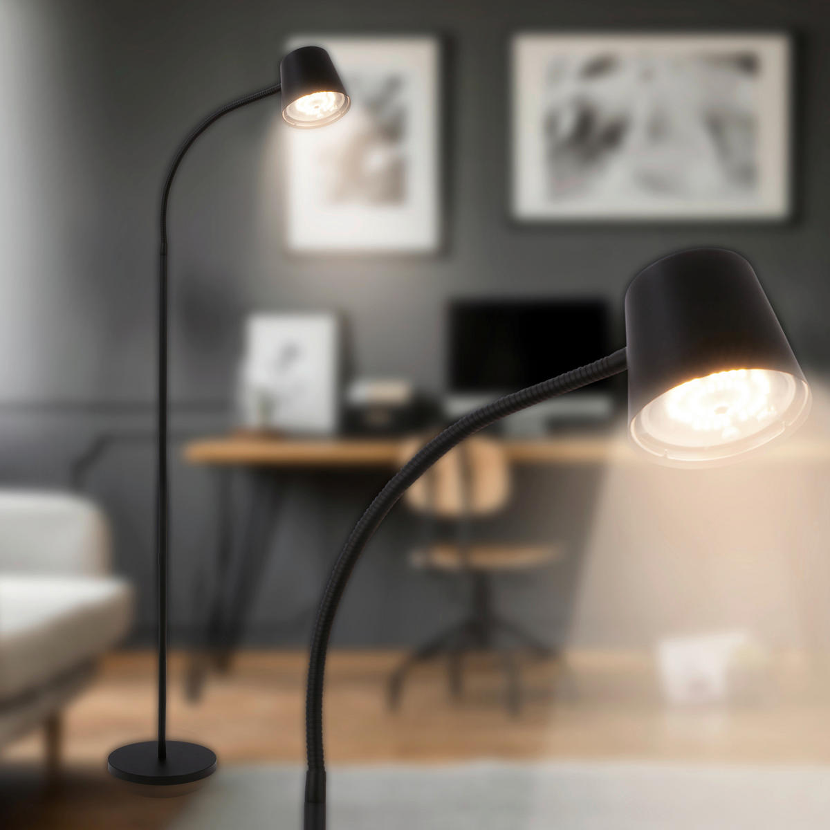 AKKU-STEHLEUCHTE 21/126 cm    - Schwarz, Design, Kunststoff/Metall (21/126cm)