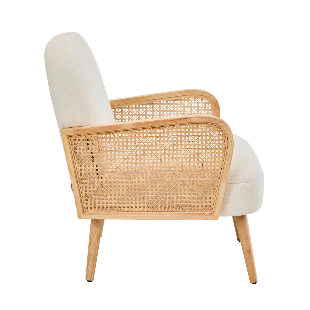 KŘESLO, textil, krémová - krémová/přírodní barvy, Trend, dřevo/textil (65/81/74cm) - MID.YOU