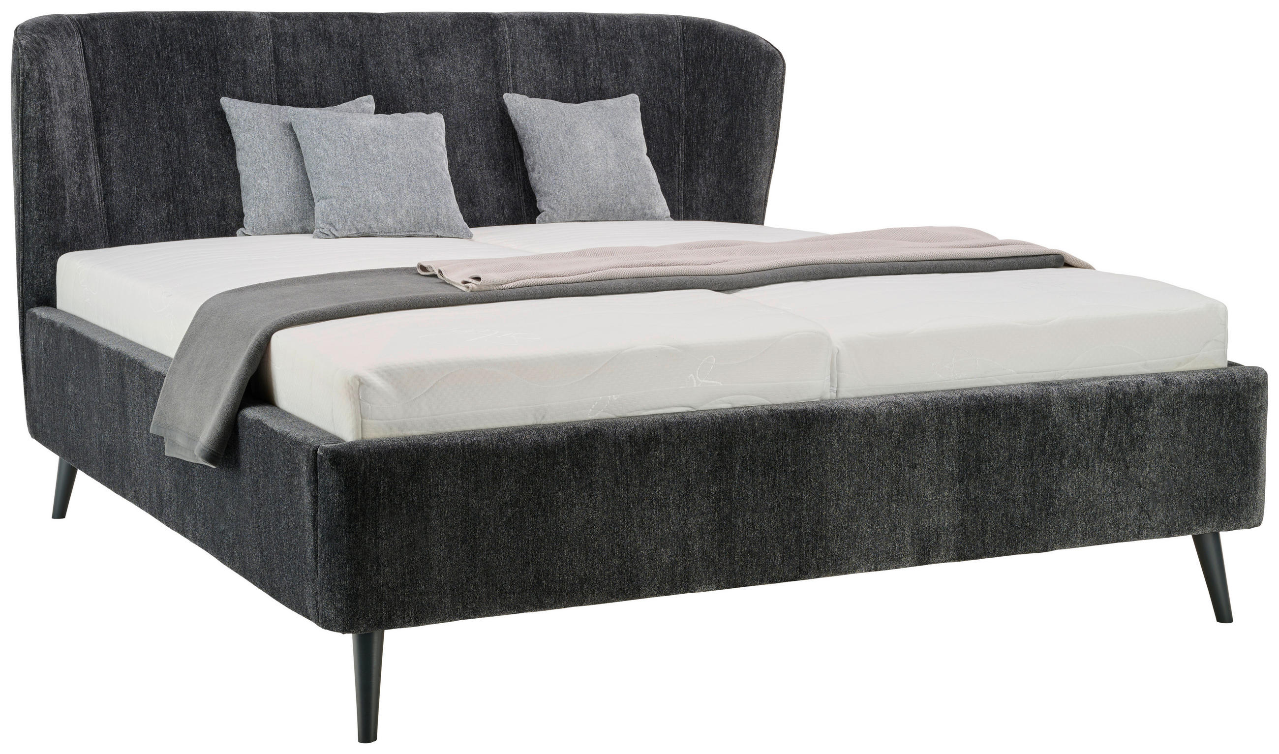 POLSTERBETT Matratze, Lattenrost Anthrazit 180/200 cm  - Anthrazit/Weiß, KONVENTIONELL, Holz/Textil (180/200cm) - Moderano