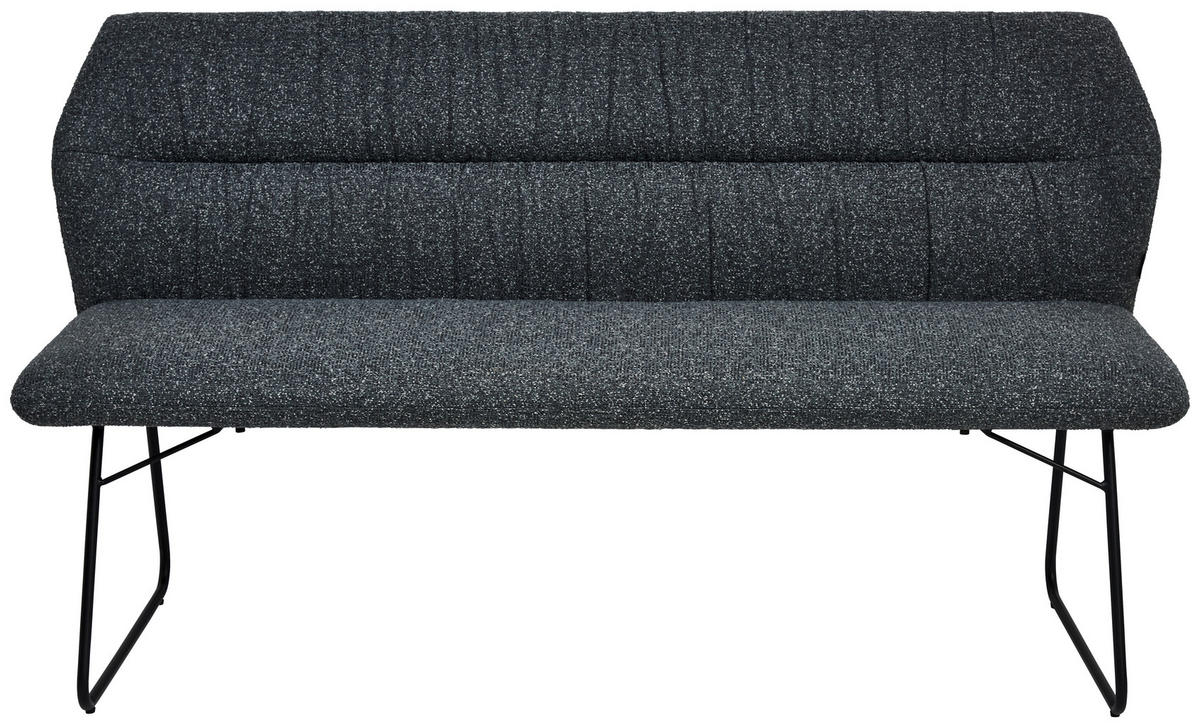 SITZBANK 156,5/87/62 cm Mikrofaser Grau  - Schwarz/Grau, Design, Textil/Metall (156,5/87/62cm) - Novel