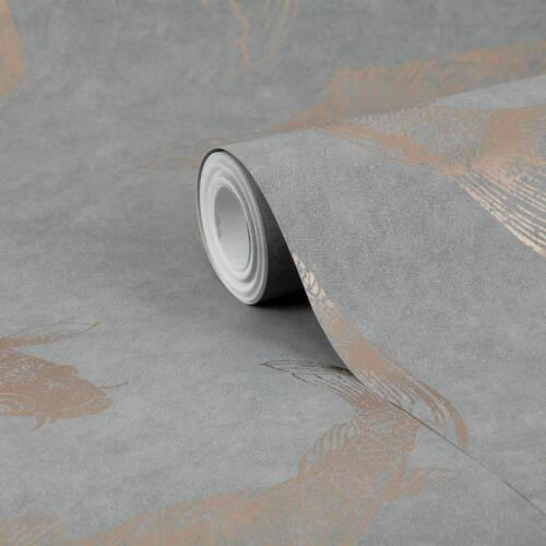 Xora Vliestapete Grau, Roségold 52x1000 cm