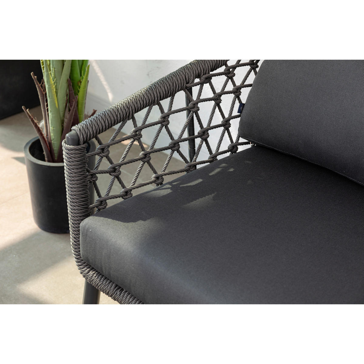 GARTENSET 5-teilig  - Anthrazit, MODERN, Kunststoff/Textil - Gardenson