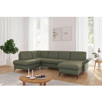 WOHNLANDSCHAFT Flachgewebe Olivgrün  - Schwarz/Olivgrün, Konventionell, Textil/Metall (195/314/164cm) - Sit & More