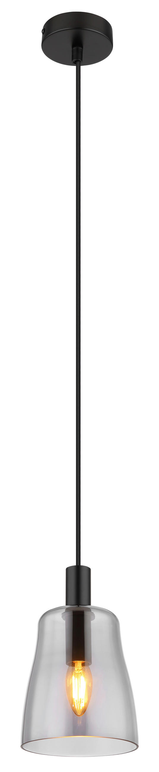 HÄNGELEUCHTE 14,5/120 cm    - Schwarz, Design, Glas/Metall (14,5/120cm) - Globo