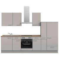 KÜCHENLEERBLOCK 300 cm   in Grau, Eiche dunkel  - Eiche dunkel/Edelstahlfarben, MODERN, Holzwerkstoff/Metall (300cm) - Nobilia