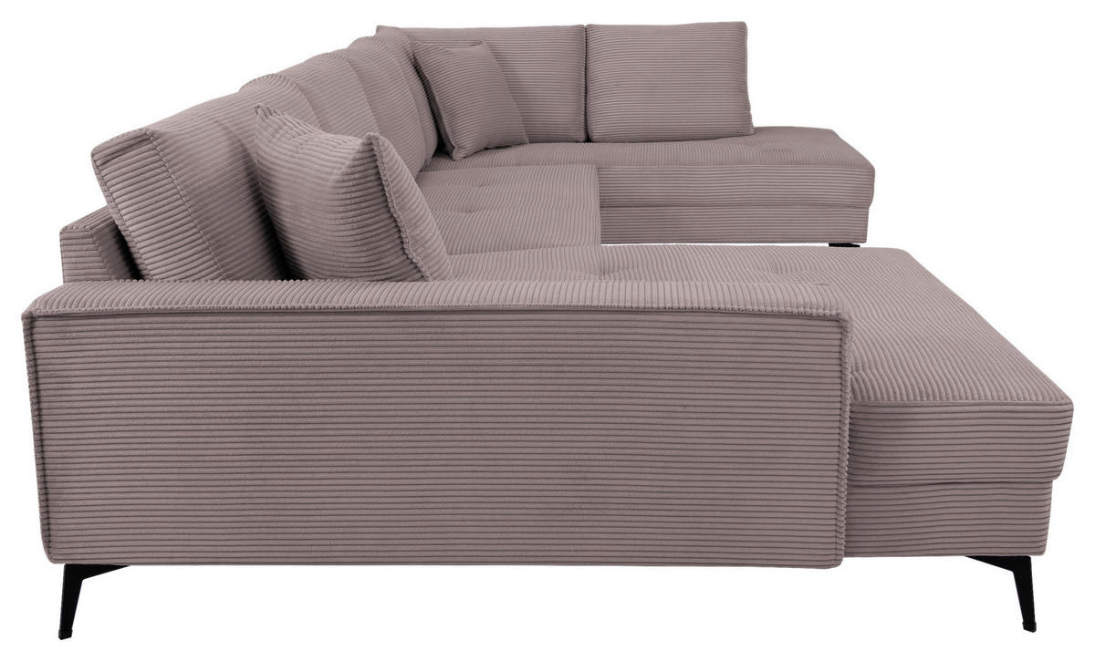 WOHNLANDSCHAFT ZERO Rosa Cord  - Schwarz/Rosa, Trend, Textil/Metall (173/362/195cm) - Livetastic