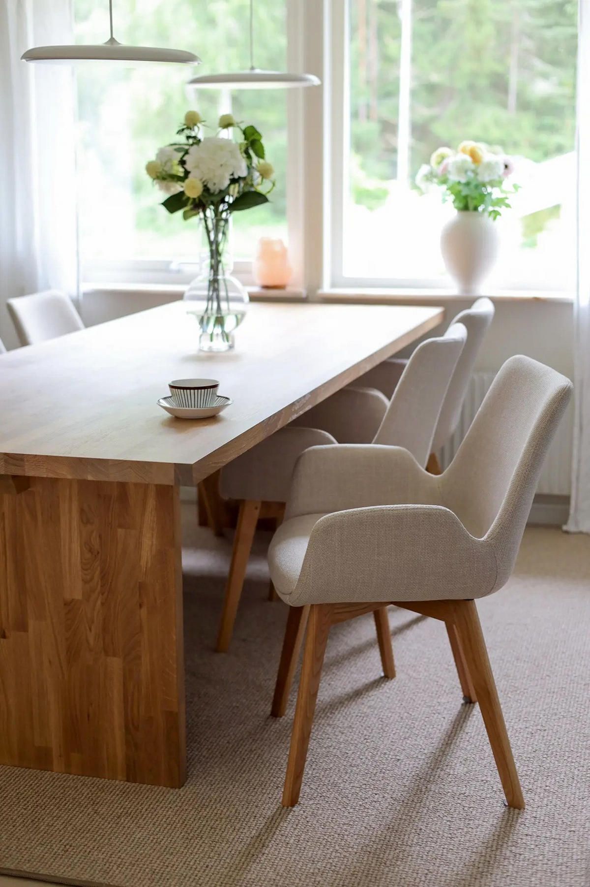 STOL MED ARMSTÖD     - beige/ekfärgad, Klassisk, trä/textil (59/81/59cm) - Rowico