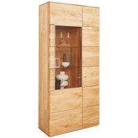 VITRINE Denver in massiv Eiche Eichefarben  - Champagner/Eichefarben, KONVENTIONELL, Glas/Holz (95/201/39cm) - Linea Natura