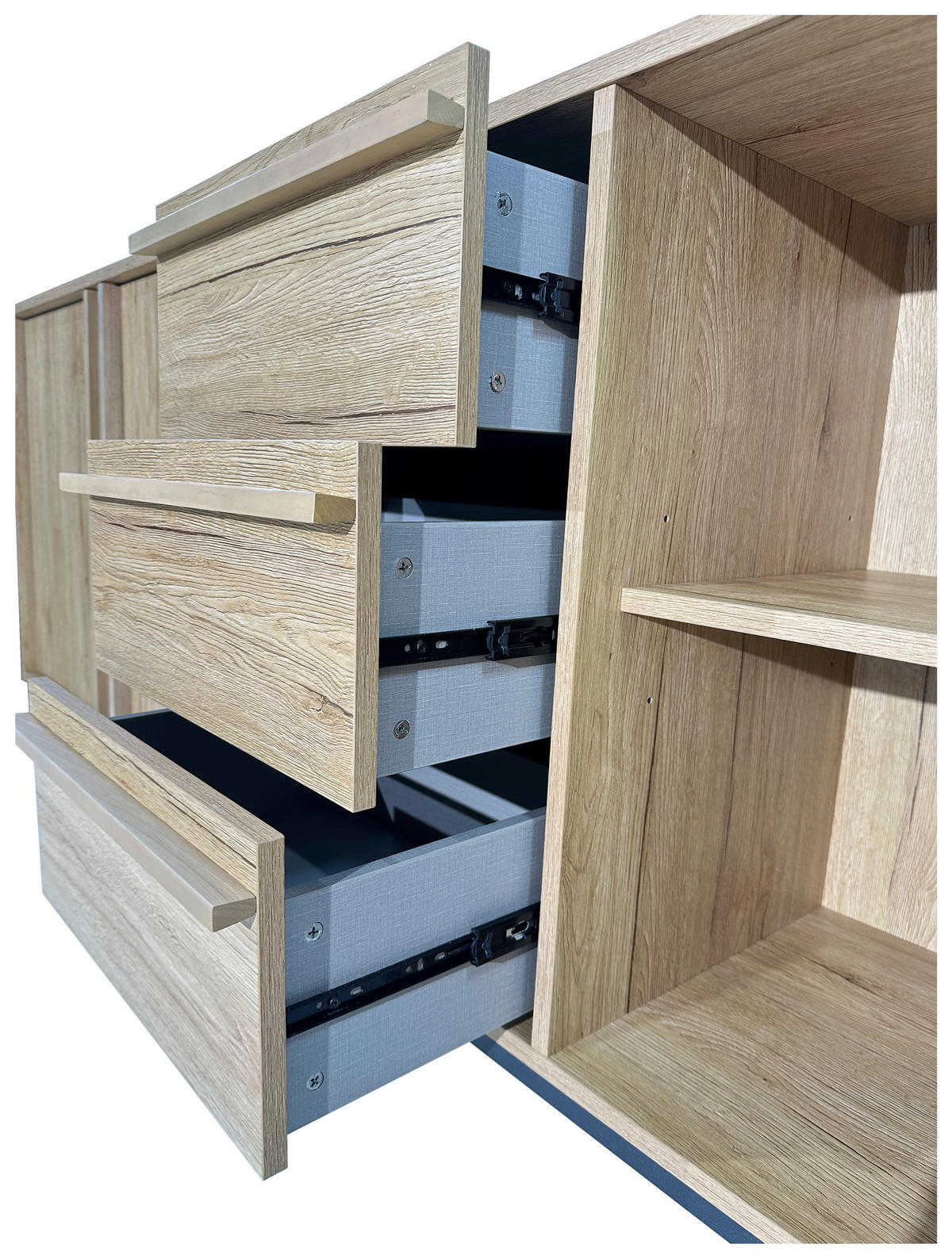 SIDEBOARD WABI  in 180/81/40 cm  - Eichefarben/Schwarz, Design, Holz/Holzwerkstoff (180/81/40cm) - Xora