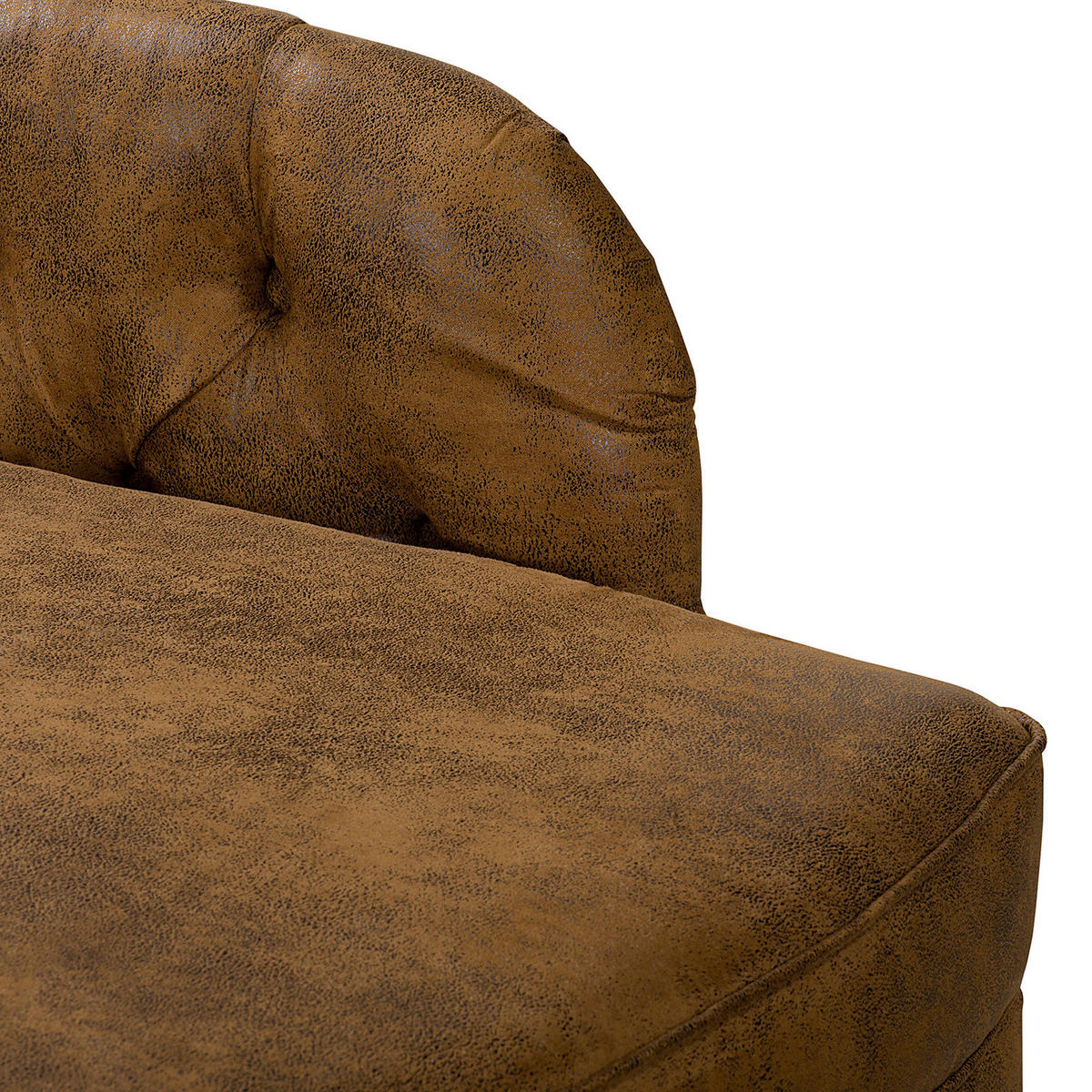 RÉCAMIERE Lederlook Cognac  - Cognac/Braun, Design, Holz/Textil (185/93/75cm) - Livetastic
