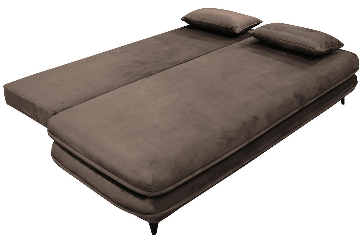 SCHLAFSOFA Velours Braun  - Schwarz/Braun, Design, Kunststoff/Textil (217/73/86/106cm) - MID.YOU
